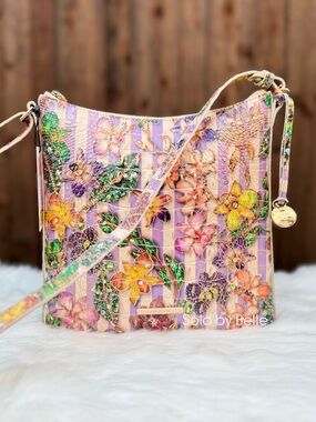 NWT Brahmin Katie Pinstripe Petals Melbourne